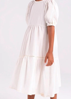 Bugbee - Vestido Infantil em Tricoline Branco - BUGBEE