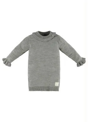 Up Baby - Vestido Infantil em Tricot Cinza - UP BABY