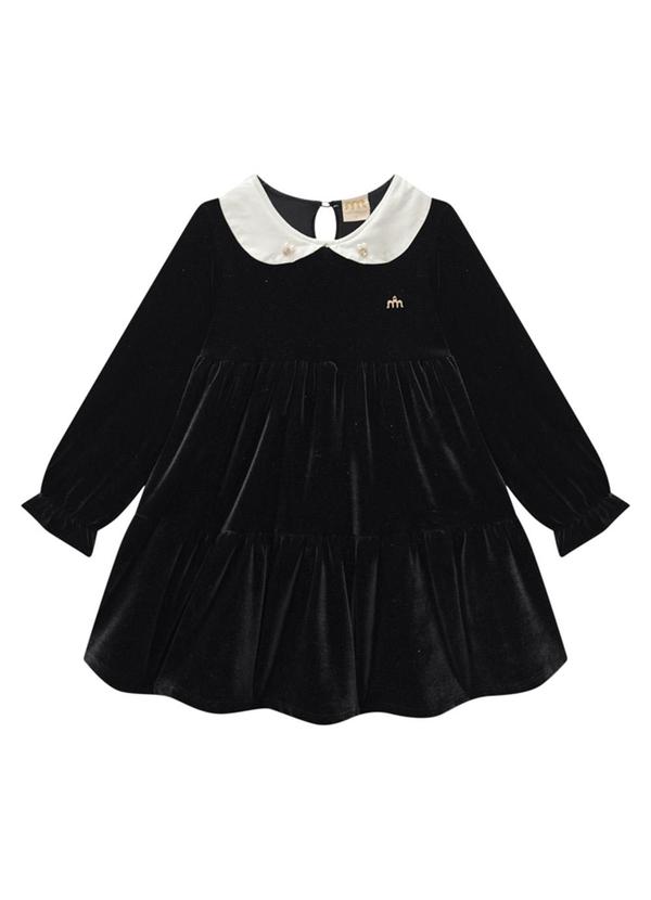 Milli e Nina - Vestido Infantil em Veludo Alemão Preto