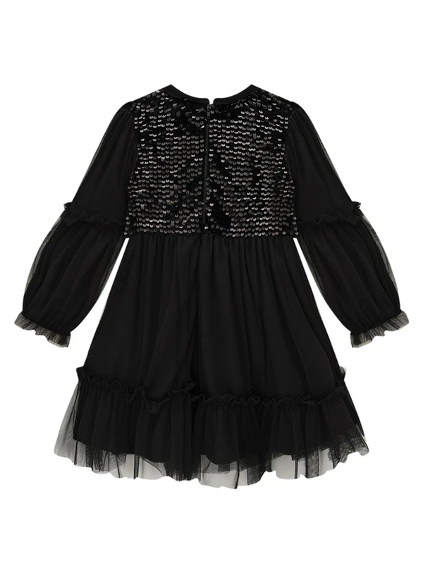 Milli e Nina - Vestido Infantil em Veludo e Tule Preto 3