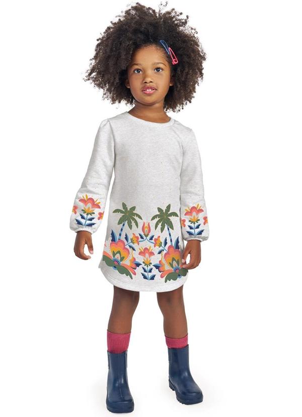 Nanai - Vestido Infantil Estampa de Glitter  Cinza