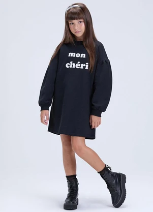 Vida Costeira - Vestido Infantil Feminino de Mon Chéri Preto - VIDA COSTEIRA