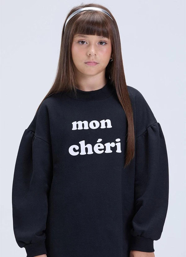 Vida Costeira - Vestido Infantil Feminino de Mon Chéri Preto 2