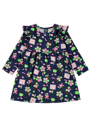 Bee Loop - Vestido Infantil Floral em Cotton Azul - BEE LOOP