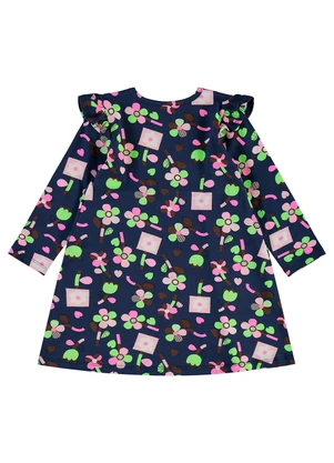 Bee Loop - Vestido Infantil Floral em Cotton Azul - BEE LOOP