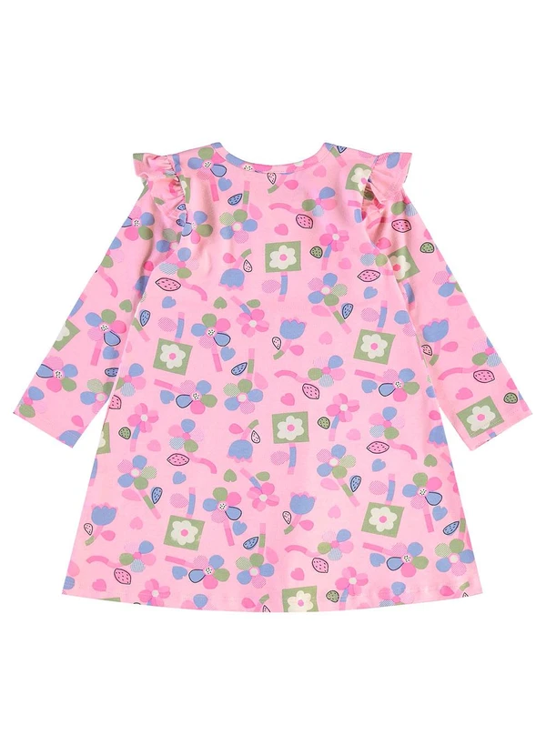 Bee Loop - Vestido Infantil Floral em Cotton Rosa 3