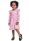 Bee Loop - Vestido Infantil Floral em Cotton Rosa - variação:  