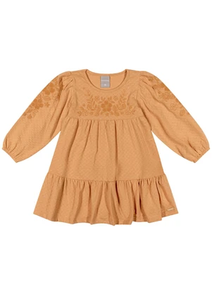 Colorittá - Vestido Infantil Floral Texturizado Laranja - COLORITTÁ