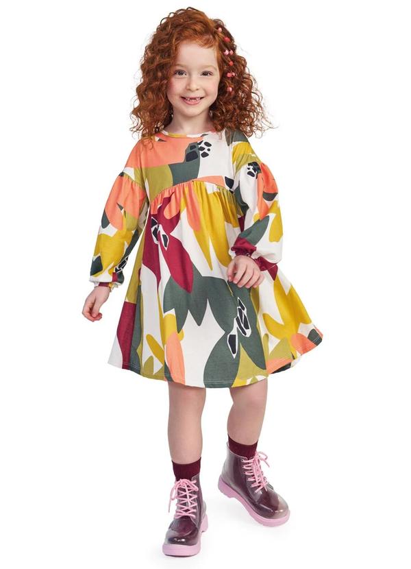 Nanai - Vestido Infantil Franzido Menina Bege