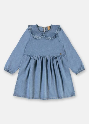 Up Baby - Vestido Infantil Jeans Babado Azul - UP BABY