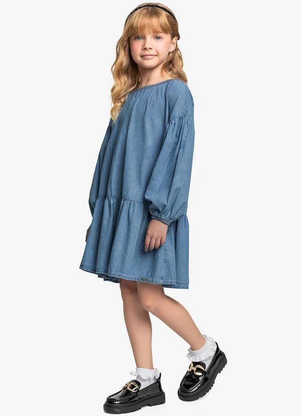 Trick Nick - Vestido Infantil Light Denim Azul 3