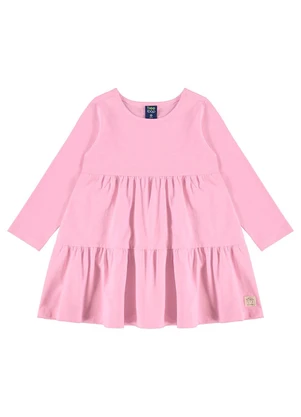 Bee Loop - Vestido Infantil Manga Longa Algodão Rosa - BEE LOOP