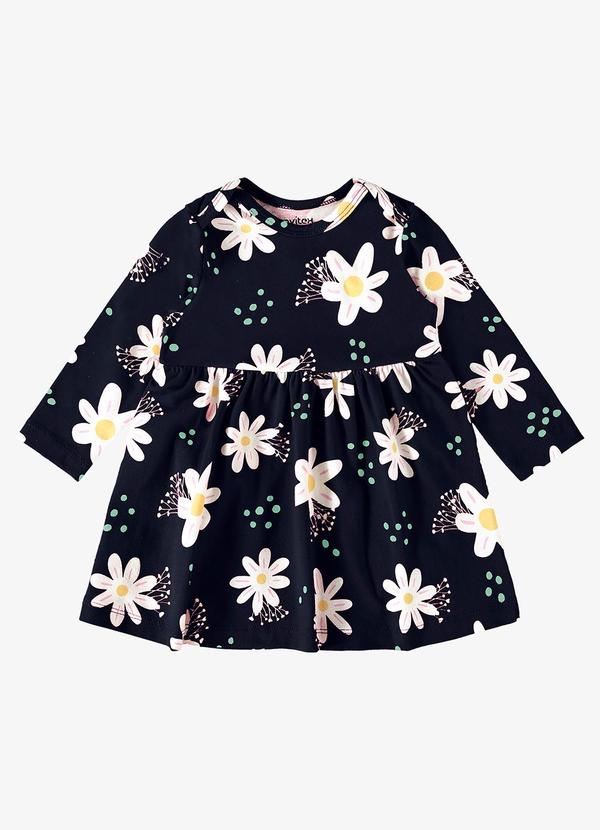 Rovi Kids - Vestido Infantil Manga Longa Azul