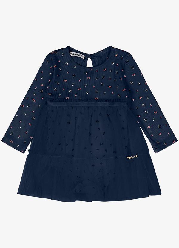 Trick Nick - Vestido Infantil Manga Longa Azul