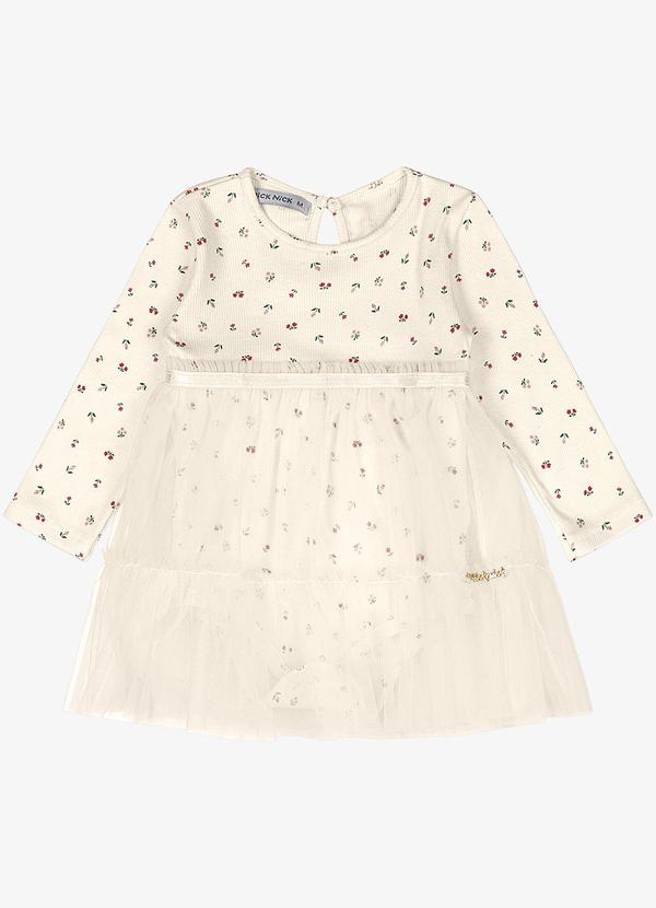 Trick Nick - Vestido Infantil Manga Longa Bege