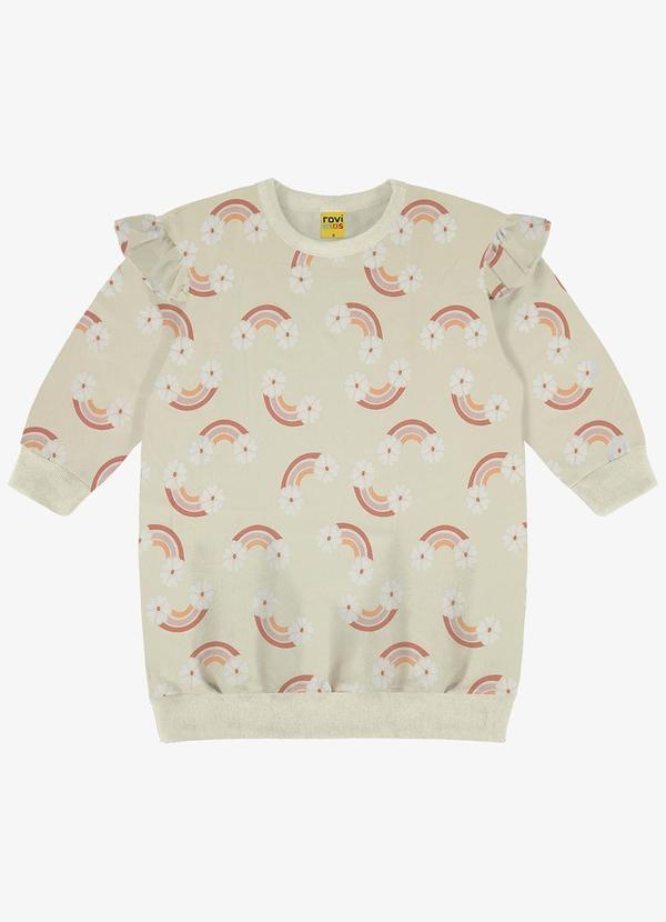 Rovi Kids - Vestido Infantil Manga Longa Bege