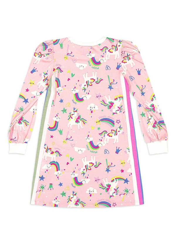Quimby - Vestido Infantil Manga Longa Estampado Rosa 3