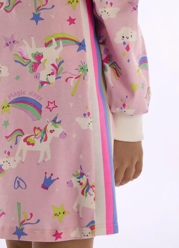 Quimby - Vestido Infantil Manga Longa Estampado Rosa 4