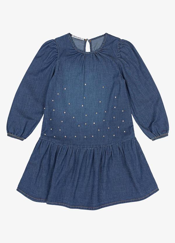 Trick Nick - Vestido Infantil Manga Longa Jeans Azul 4