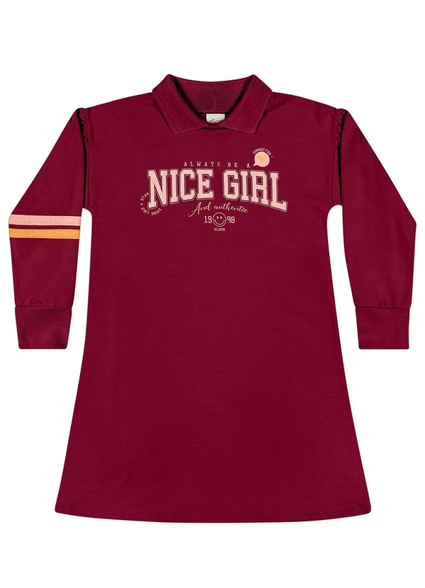 Elian - Vestido Infantil Manga Longa Moletom Vermelho 3