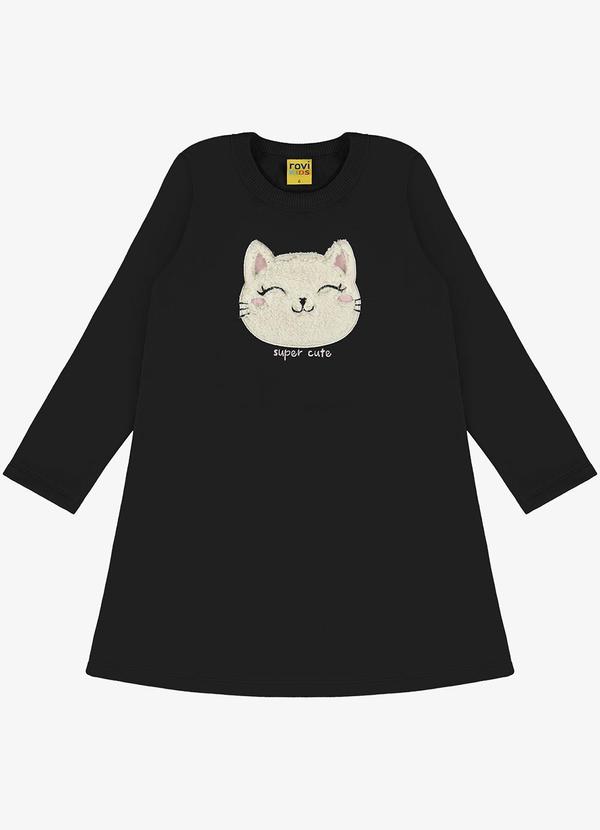 Rovi Kids - Vestido Infantil Manga Longa Preto