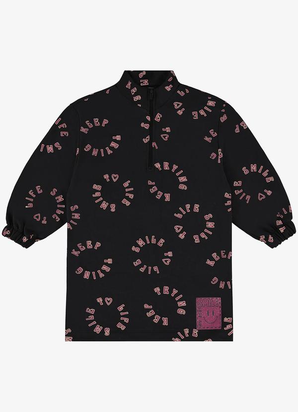 Rovi Kids - Vestido Infantil Manga Longa Preto