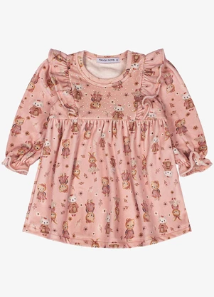 Trick Nick - Vestido Infantil Manga Longa Rosa - TRICK NICK