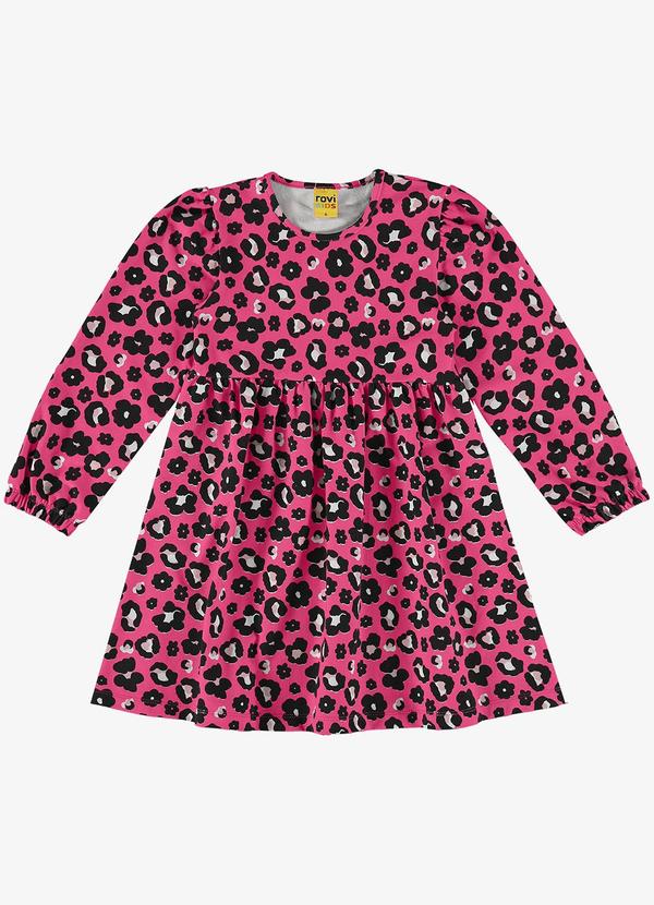 Rovi Kids - Vestido Infantil Manga Longa Rosa