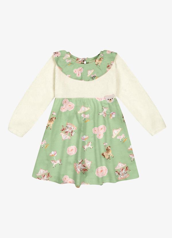 Trick Nick - Vestido Infantil Manga Longa Verde