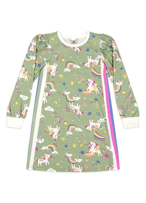 Quimby - Vestido Infantil Manga Longa Verde - QUIMBY