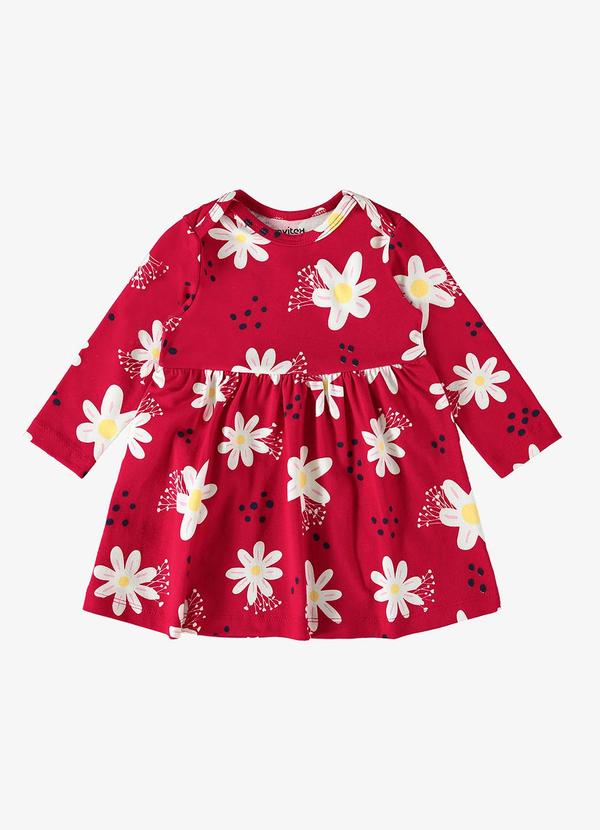 Rovi Kids - Vestido Infantil Manga Longa Vermelho