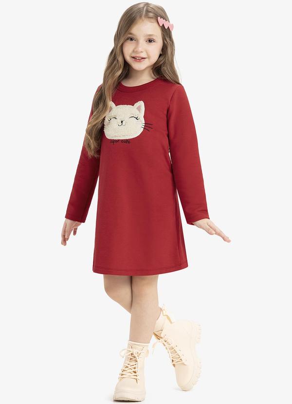 Rovi Kids - Vestido Infantil Manga Longa Vermelho 3