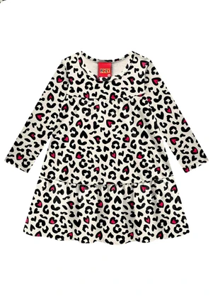 Kyly - Vestido Infantil Menina Animal Print Cinza - KYLY