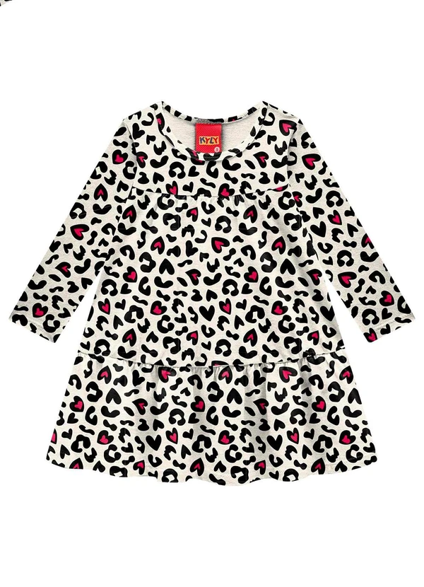 Kyly - Vestido Infantil Menina Animal Print Cinza 1