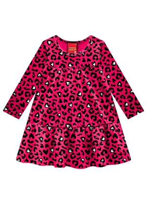 Kyly - Vestido Infantil Menina Animal Print Rosa - KYLY