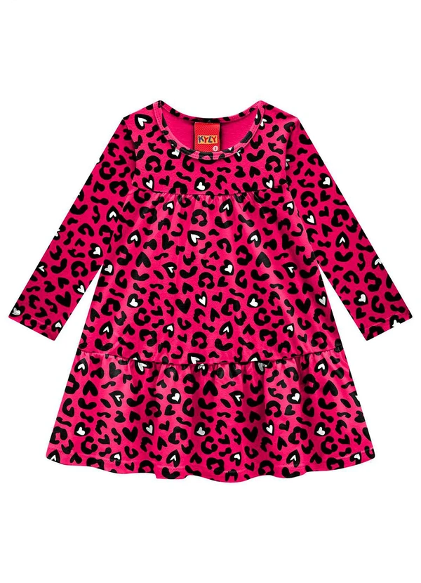 Kyly - Vestido Infantil Menina Animal Print Rosa 1