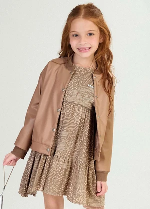 Colorittá - Vestido Infantil Menina Babados Marrom - COLORITTÁ
