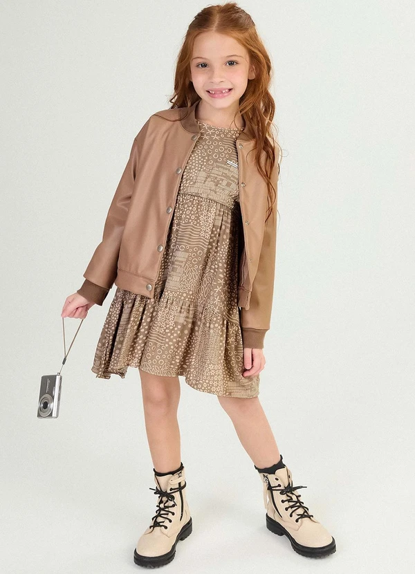 Colorittá - Vestido Infantil Menina Babados Marrom