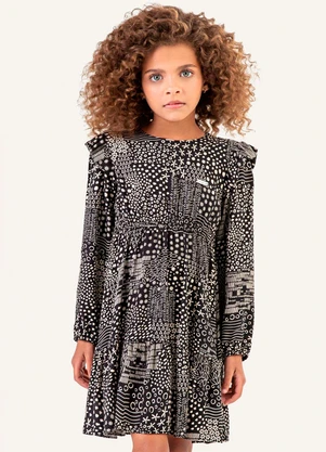 Colorittá - Vestido Infantil Menina Babados Preto - COLORITTÁ