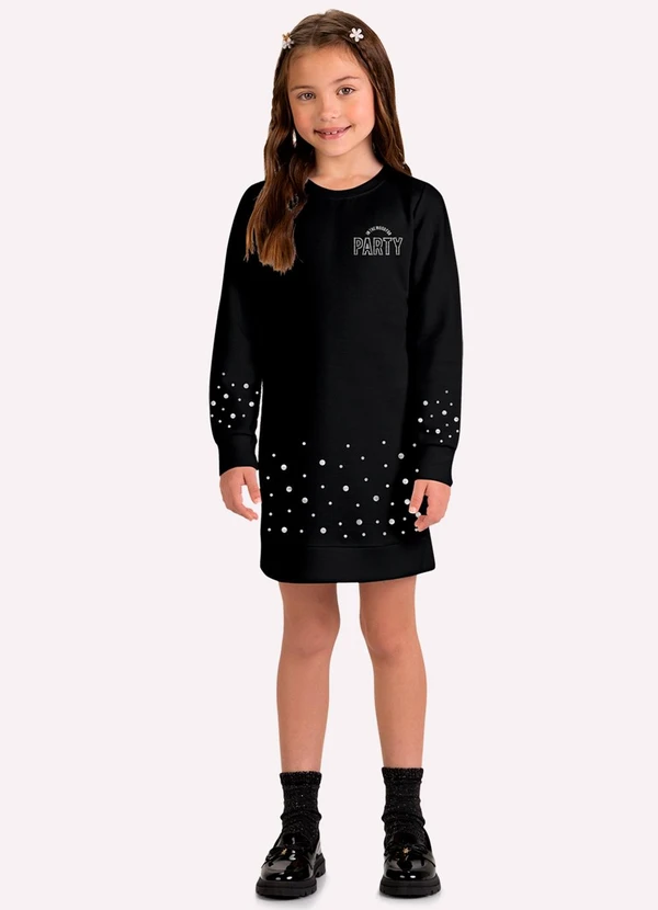 Kyly - Vestido Infantil Menina Bolinhas Preto
