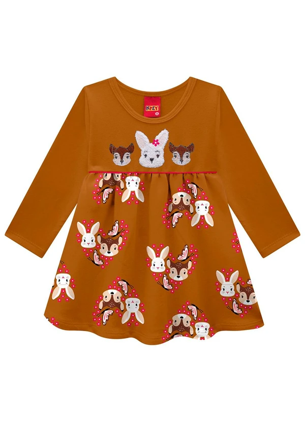 Kyly - Vestido Infantil Menina Bordado Amarelo