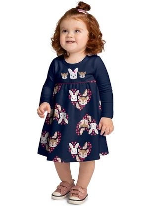 Kyly - Vestido Infantil Menina Bordado Azul - KYLY