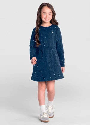 Brandili - Vestido Infantil Menina Brilhos Azul - BRANDILI