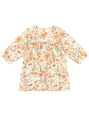Colorittá - Vestido Infantil Menina Canelado Floral Bege - COLORITTÁ