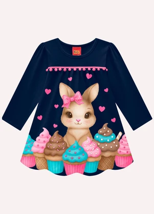 Kyly - Vestido Infantil Menina Coelinha Azul - KYLY