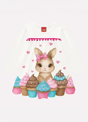 Kyly - Vestido Infantil Menina Coelinha Branco - KYLY