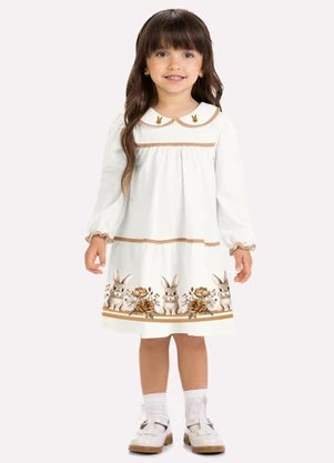 Milon - Vestido Infantil Menina Coelinhos Branco - MILON