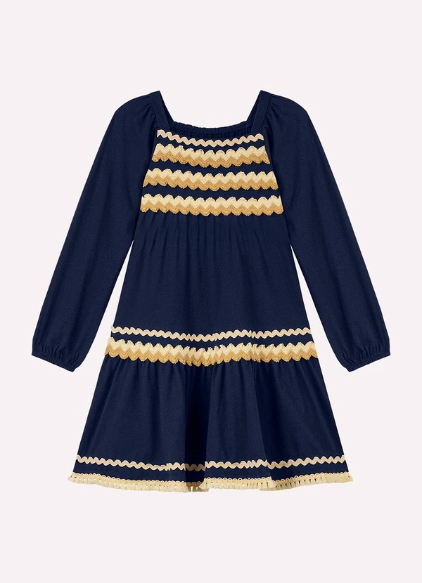 Nanai - Vestido Infantil Menina com Aviamentos Marinho