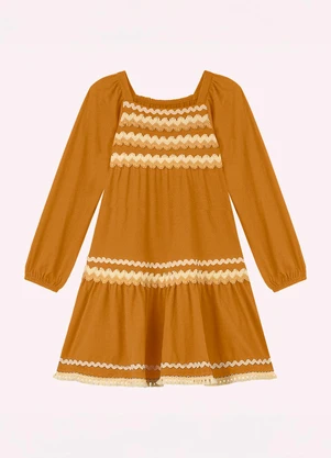 Nanai - Vestido Infantil Menina com Aviamentos Marrom - NANAI