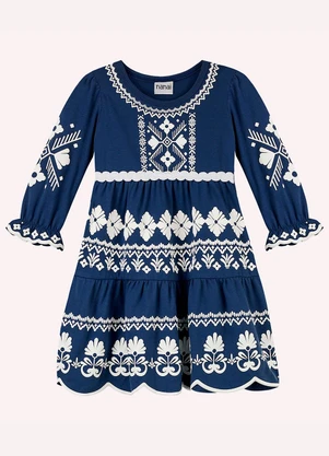 Nanai - Vestido Infantil Menina com Corte a Laser Azul - NANAI